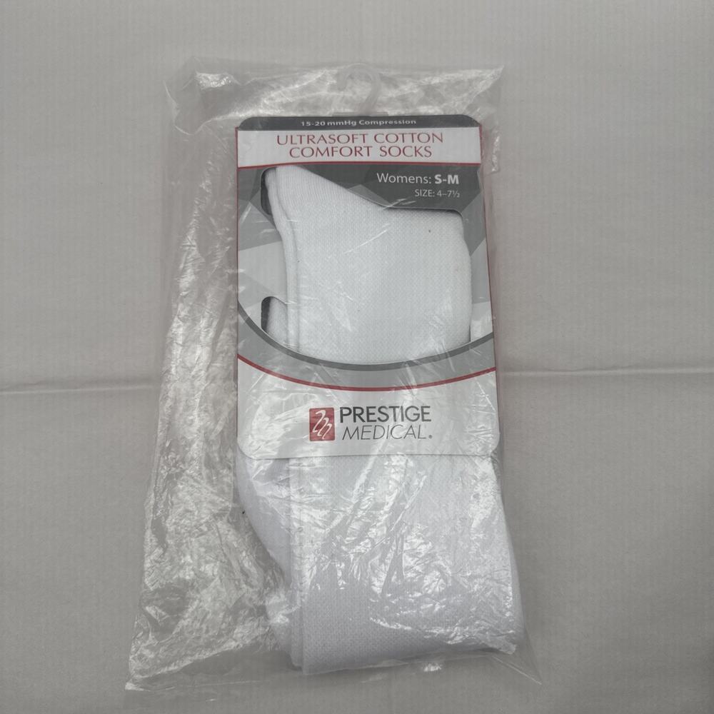 Prestige Medical Nurse Women S-M 4 to 7-1/2 Soft Comfort Compression Sock white